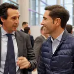 GRAFCVA2752. VALENCIA, 09/03/2020.- Los entrenadores de fútbol Unai Emery y Marcelino García Toralen Valencia. EFE/Manuel Bruque