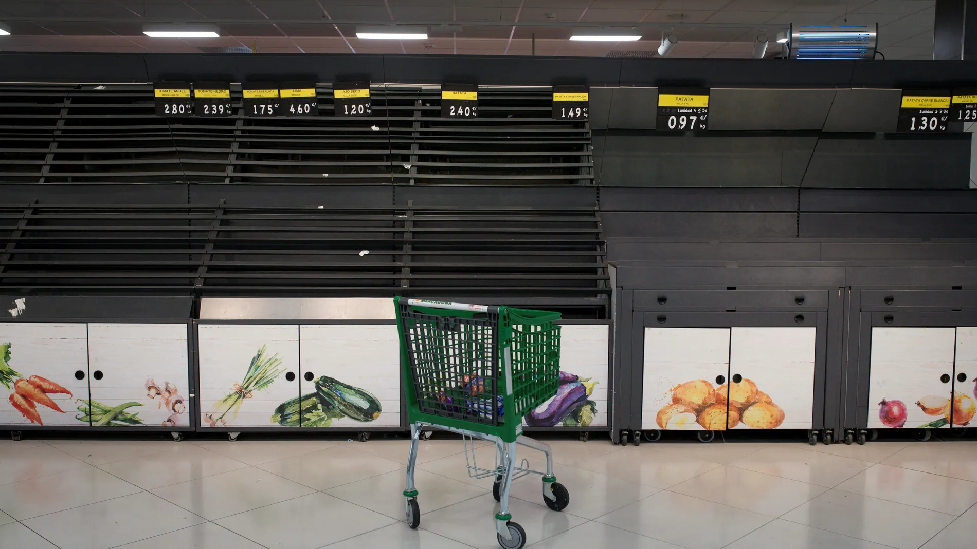 Estantes vacíos en un supermercado