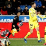 Fer Niño celebra un gol con el Villarreal.