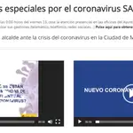Página web del Ayuntamiento Madrid +Salud, sobre el coronavirus