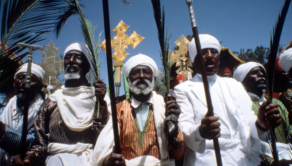 Cristianos etíopes durante la oración. Etiopía afirma ser el primer estado cristiano de la Historia, desde el siglo IV.