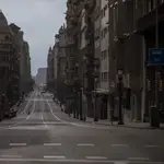 La Vía Laietana de Barcelona completamente vacía