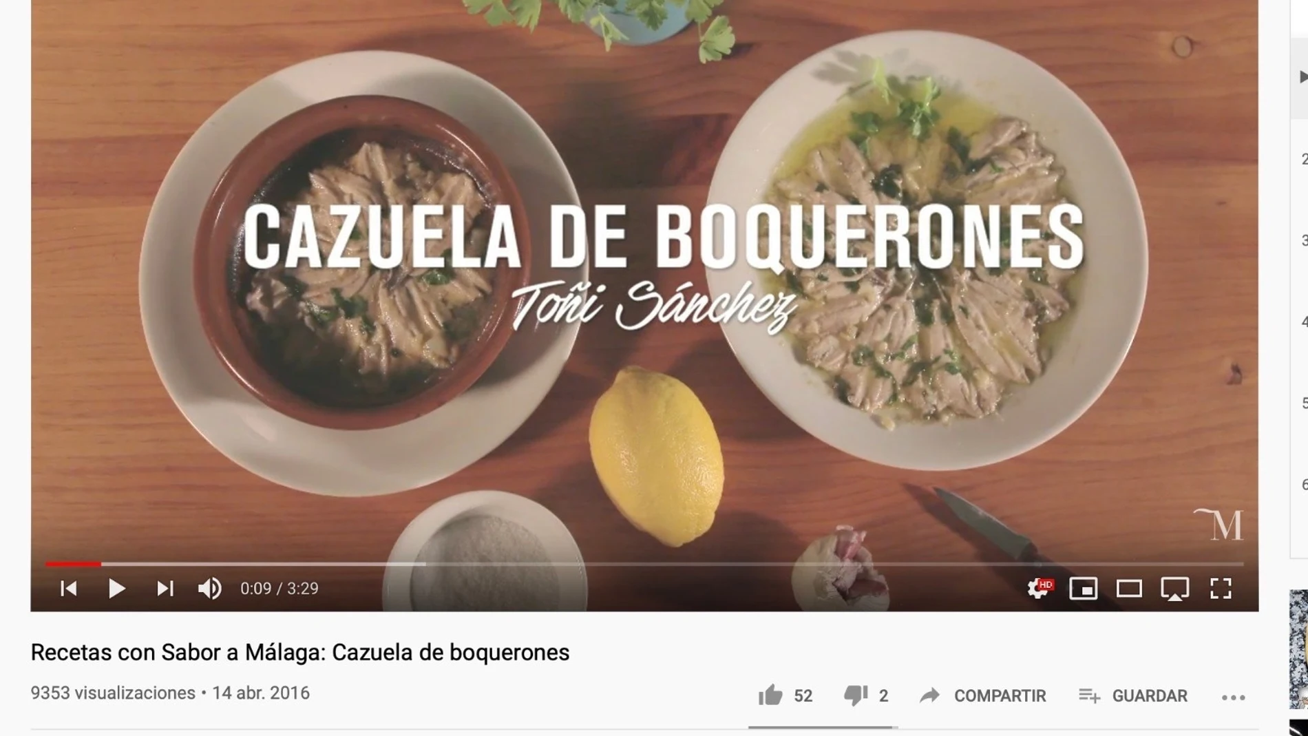 Málaga.- Coronavirus.- Sabor a Málaga recupera un vídeo recetario con platos tradicionales de la provincia