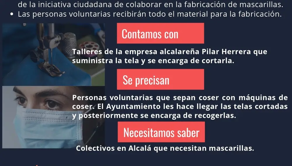 Cartel con información sobre una red de voluntarios en Alcalá de Guadaíra para elaborar mascarillas.AYUNTAMIENTO DE ALCALÁ DE GUADAÍ22/03/2020