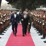 Mike Pompeo llega al Palacio presidencial en Kabul