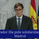 Gobierno pide solidaridad con Madrid por la tensión en su sistema sanitario