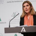 La consejera de Empleo, Rocío Blanco, en una rueda de prensa