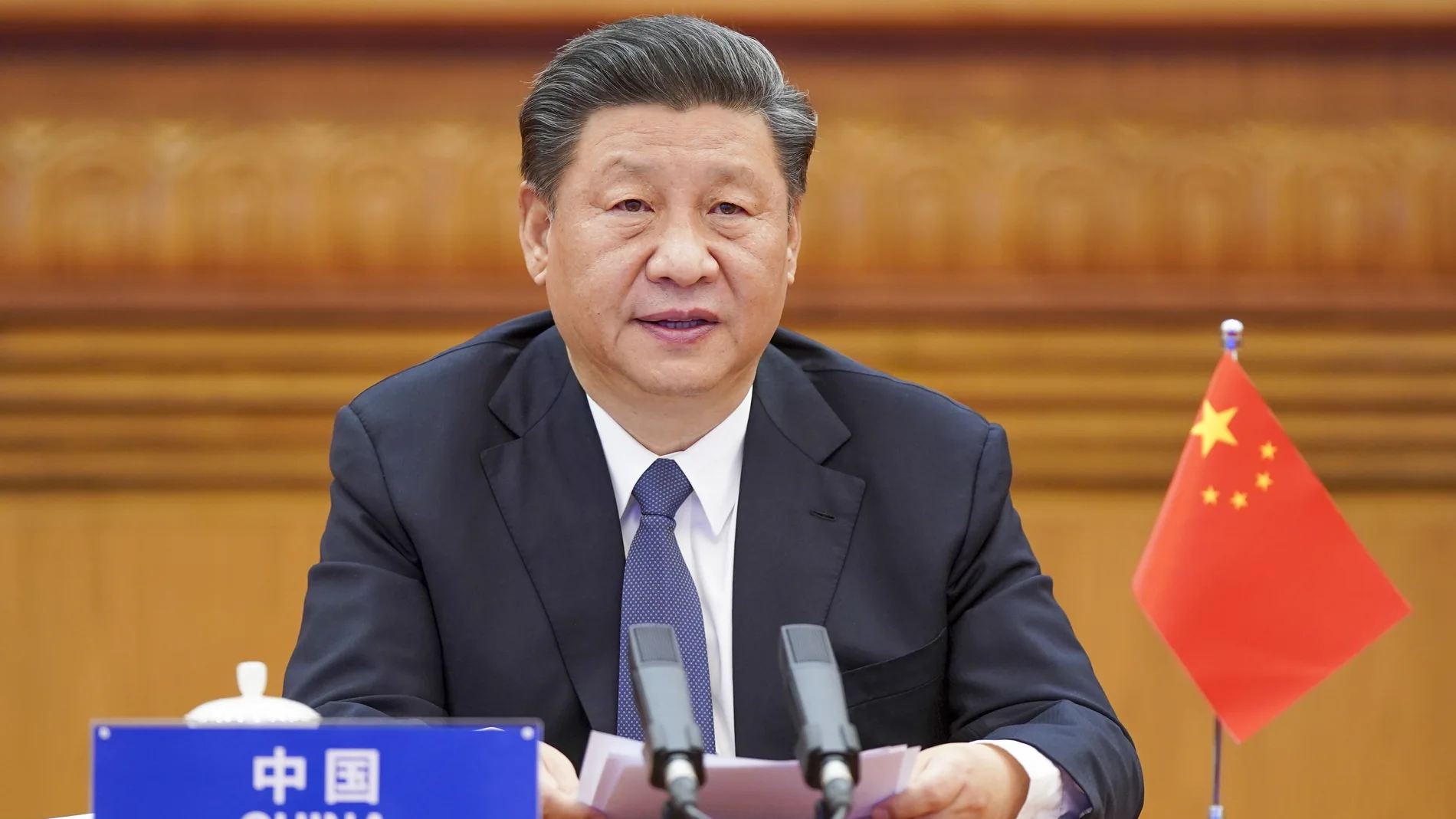 Chinese President Xi Jinping attends the G20 Extraordinary Virtual Leaders' Summit
