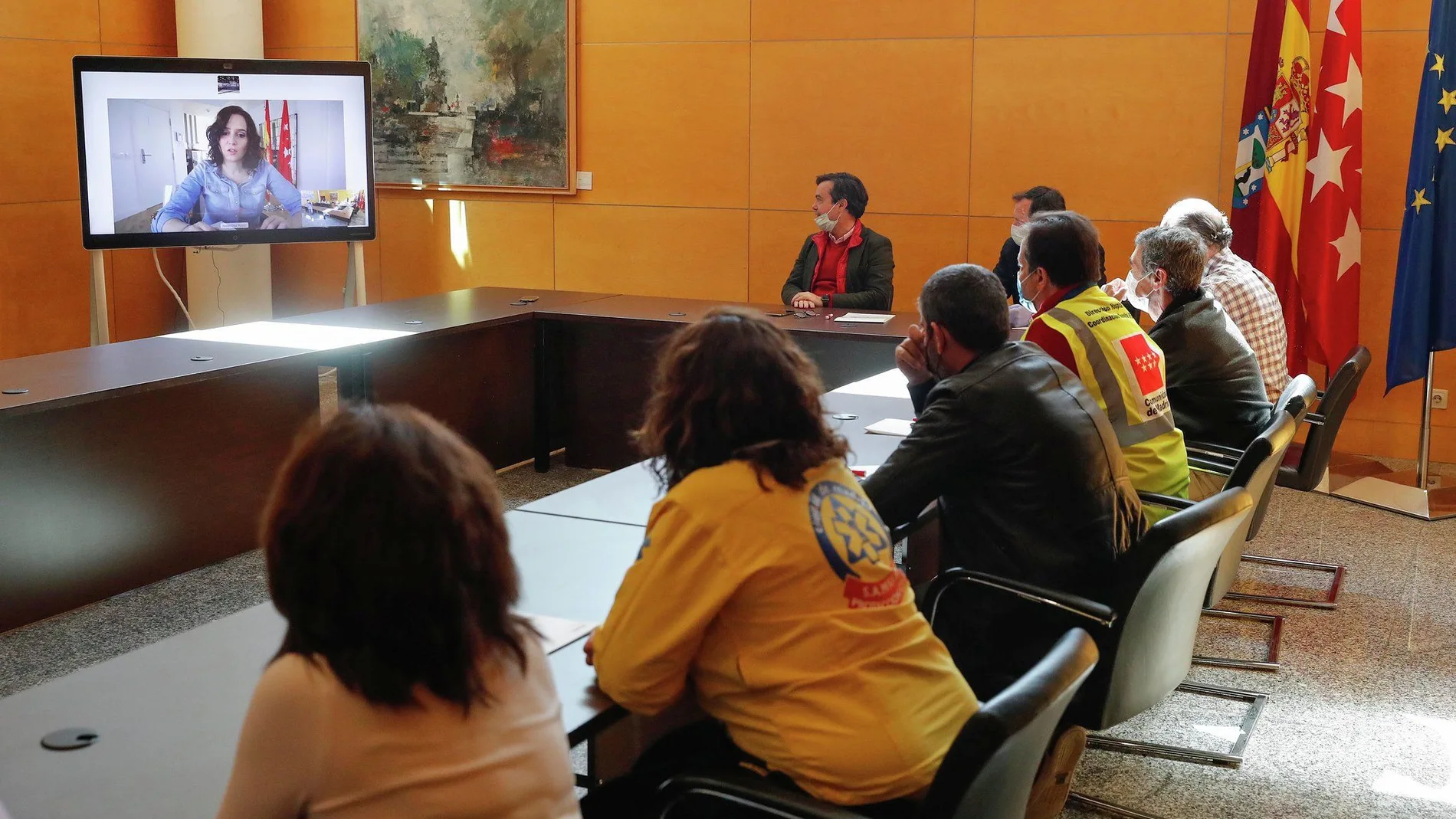 La presidenta madrileña, hoy, en videoconferencia