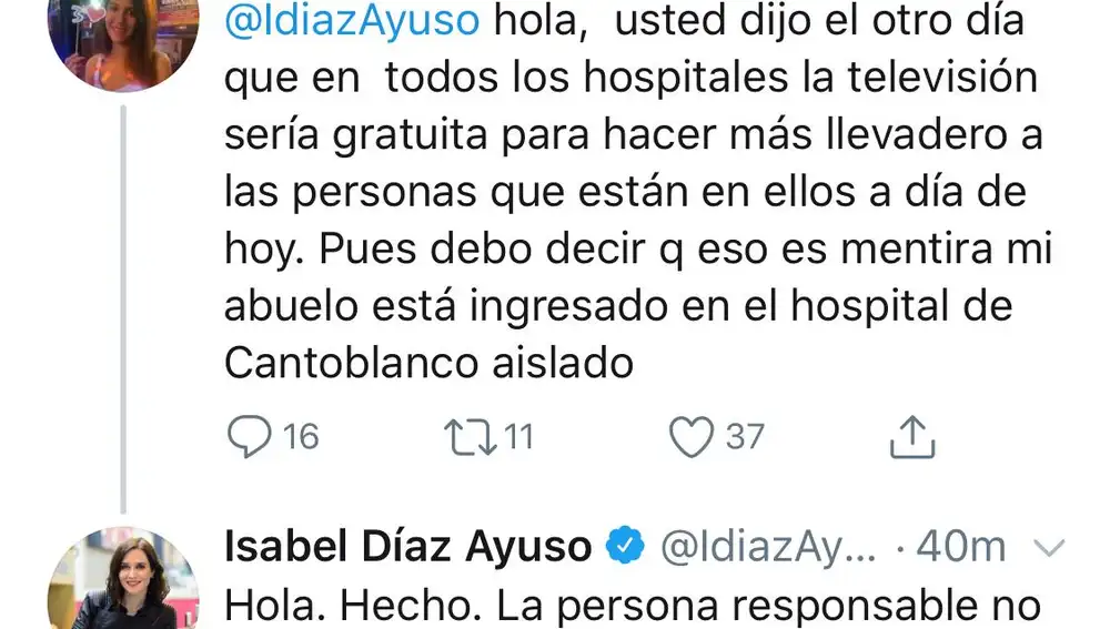 Tuits Isabel Díaz Ayuso