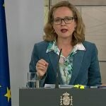Captura de la señal institucional del Palacio de la Moncloa de la vicepresidenta de Asuntos Económicos y Transformación Digital, Nadia Calviño