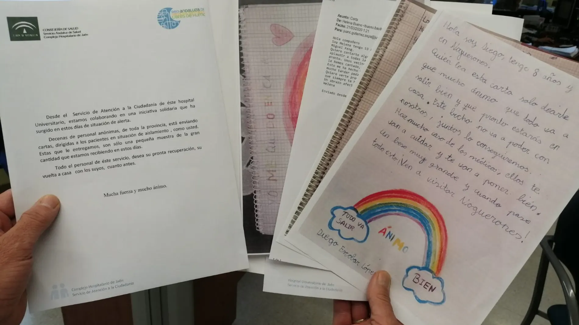 Cartas para los pacientes con coronavirus del Hospital Universitario de Jaén
