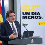 El ministro José Luis Escrivá en una rueda de prensa en la Moncloa