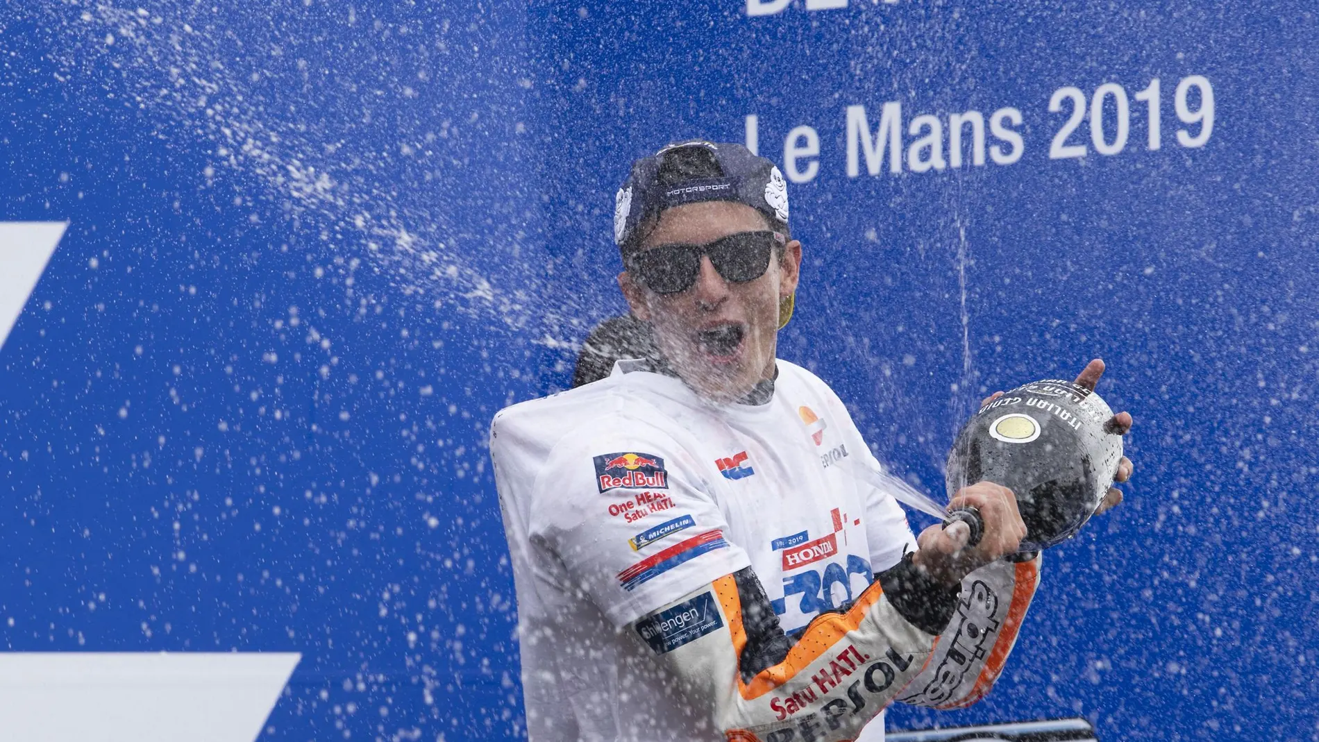 Márquez, en el podio de Le Mans en 2019