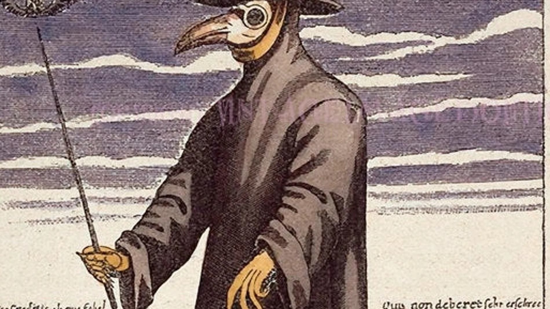 La típica imagen de un médico veneciano protegido para atender enfermos con la peste