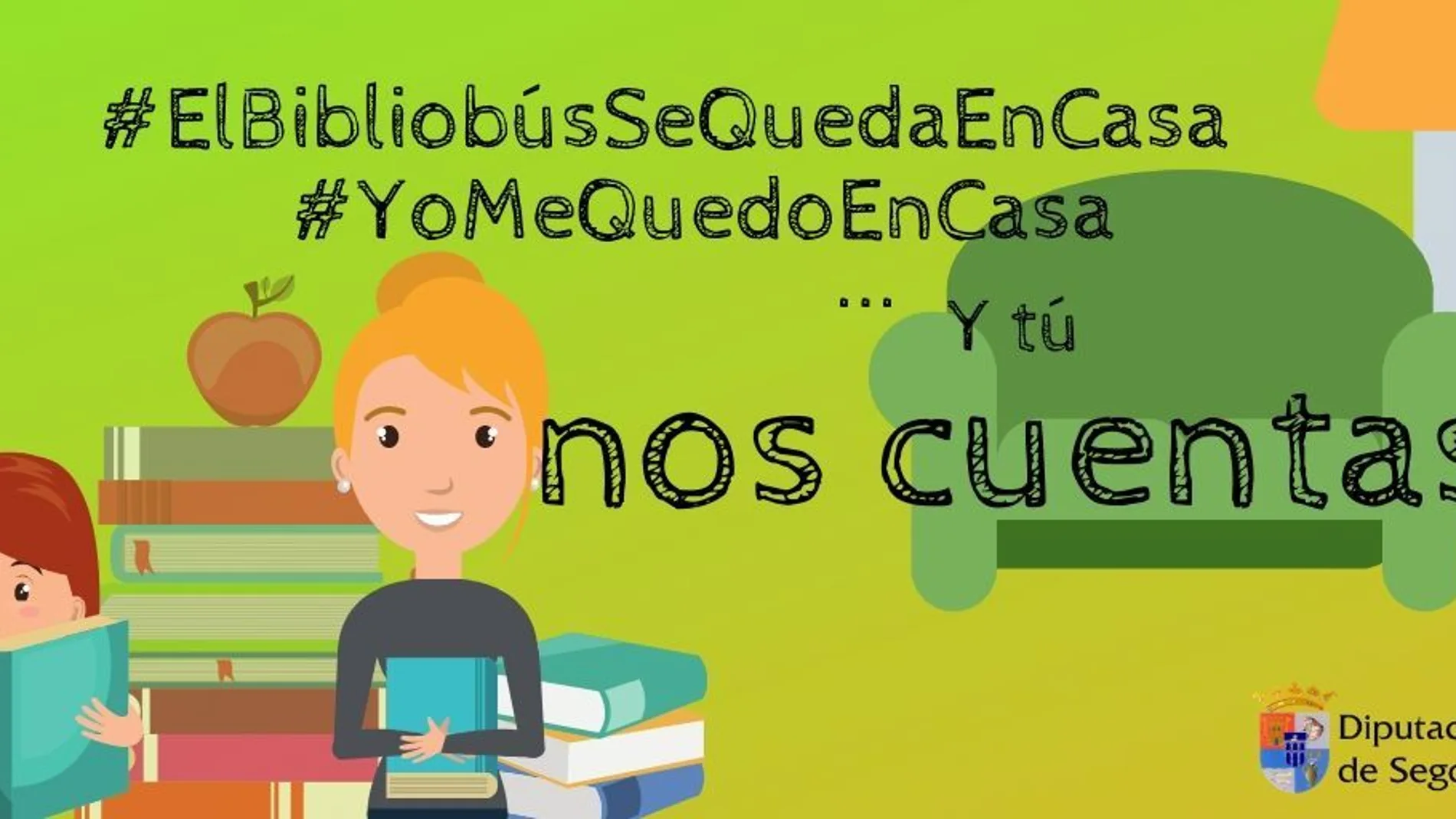 Cartel anunciador de la iniciativa ElBibliobusSeQuedaEnCasa de la Diputación de Segovia
