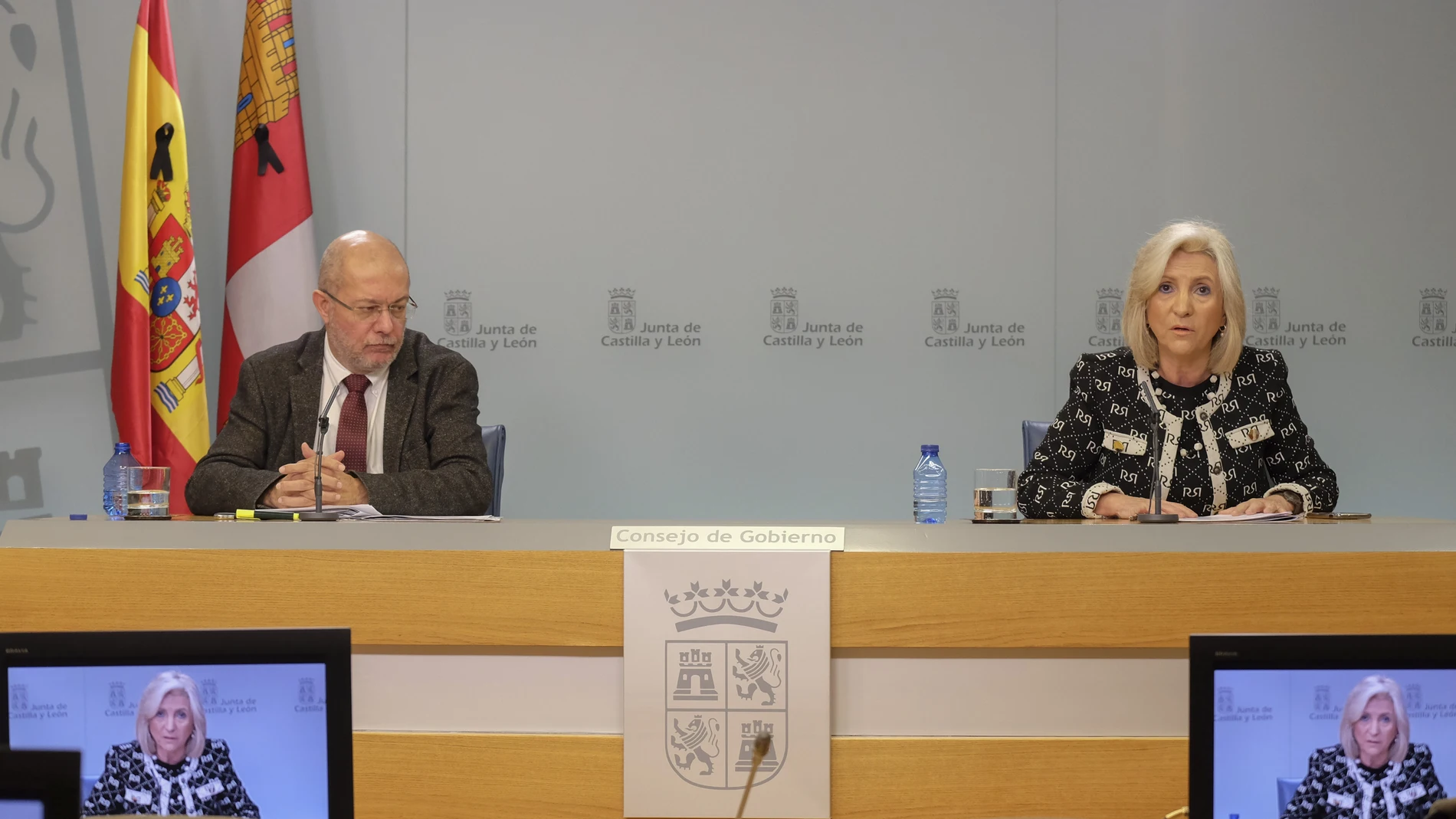 Francisco Igea y Verónica Casado durante la rueda de prensa del Consejo de Gobierno celebrado hoy
