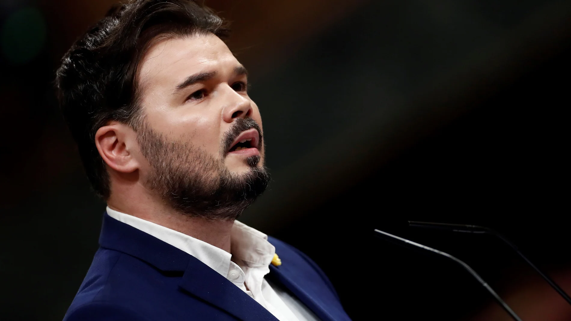 El portavoz de ERC en el Congreso, Gabriel Rufián, ayer durante su intervención ante el Pleno