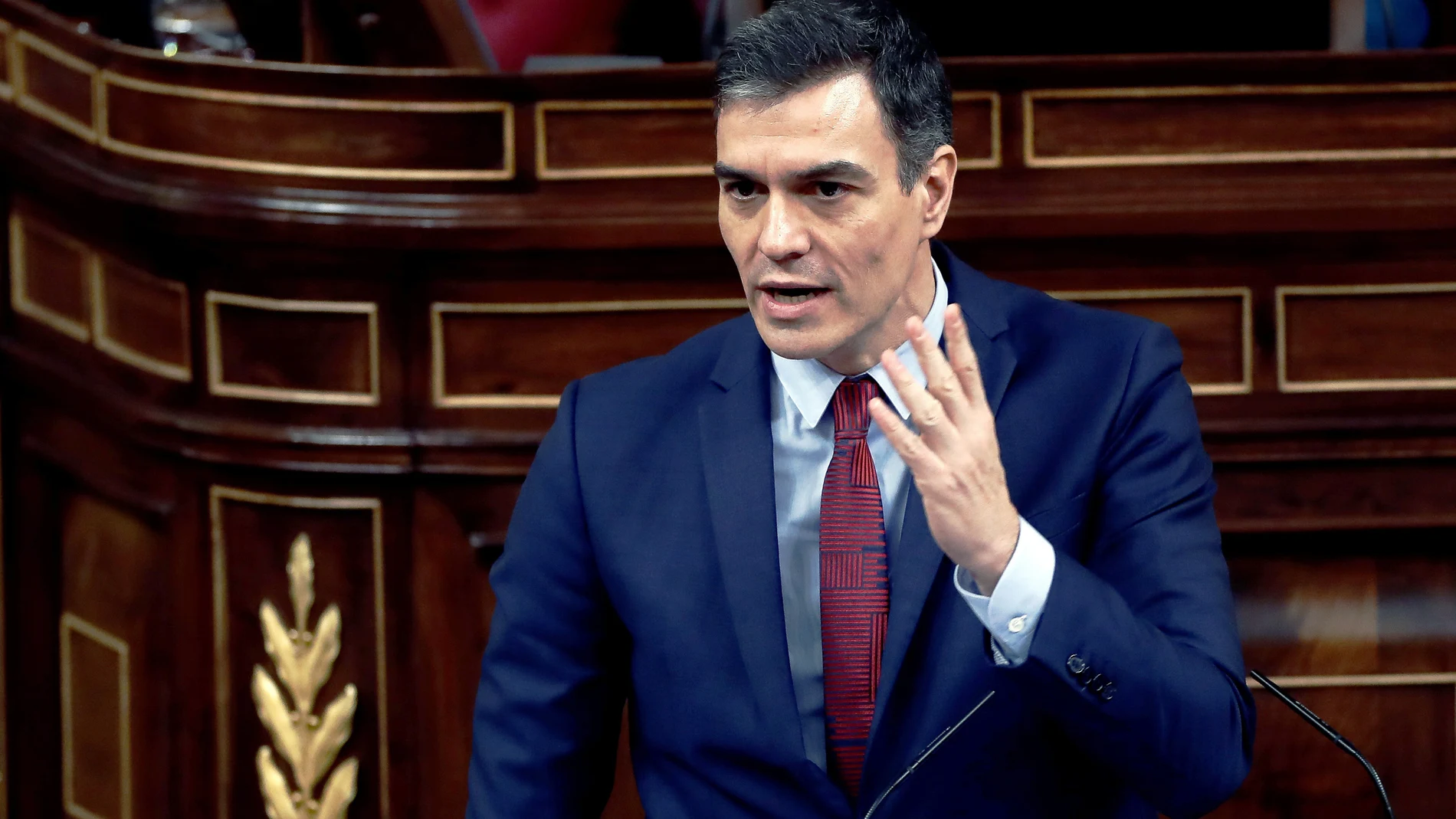 Pedro Sánchez, durante la sesión del Congreso del jueves (Mariscal, Pool Photo via AP)