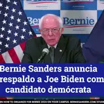 Bernie Sanders anuncia su respaldo a Joe Biden como candidato demócrata