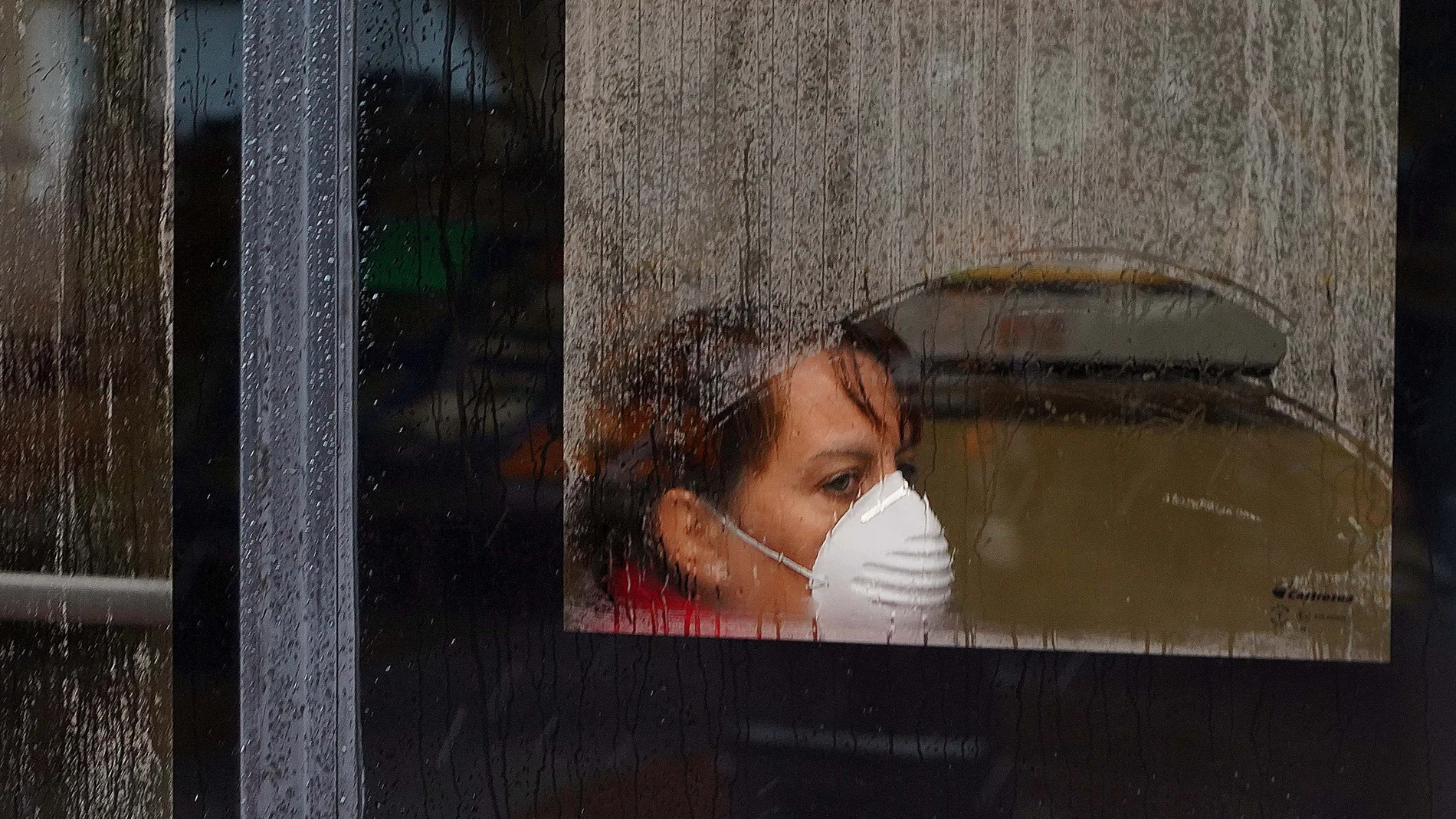 Una vallisoletana protegida con mascarilla