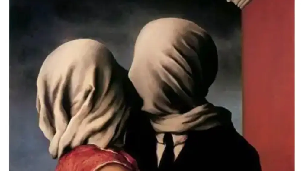 En &quot;Los amantes&quot;, de Magritte se ha intentado hallar referencias psicoanalíticas