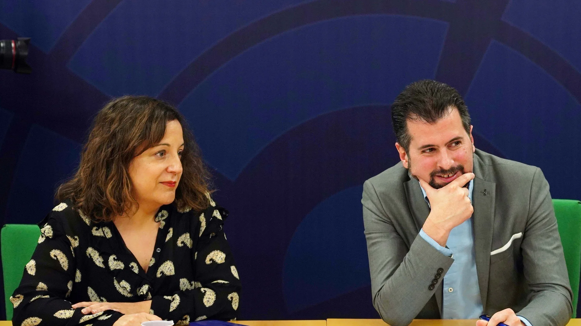 Los socialistas Luis Tudanca e Iratxe García, durante un reciente encuentro con gente del campo
