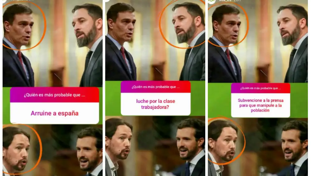 Algunas de las preguntas subidas por Vox