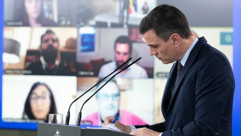 El presidente del Gobierno, Pedro Sánchez, durante una comparecencia para informar sobre el Covid-19.