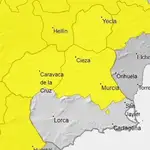  La Aemet amplia la alerta amarilla para este domingo en la Región de Murcia