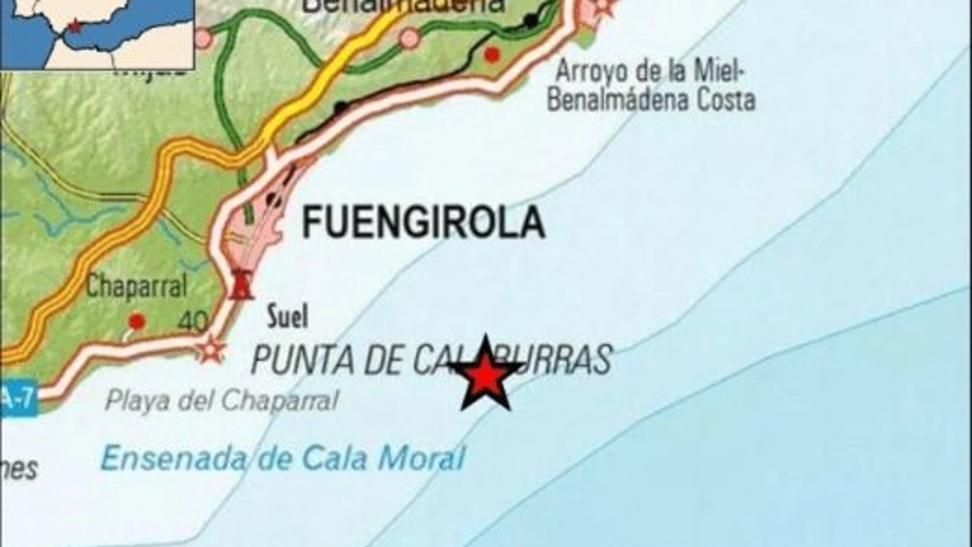Málaga.- Sucesos.- Registrado un terremeto de 3,5 grados de magnitud con epicentro en Fuengirola