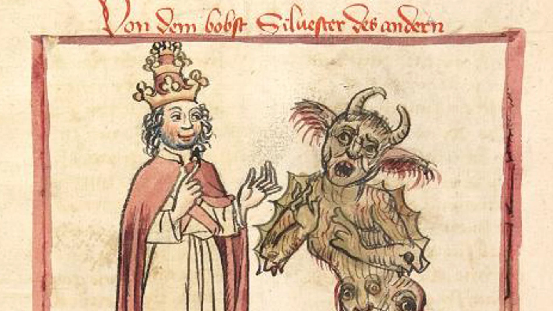 Silvestre II y el diablo en una ilustración fechada en 1460
