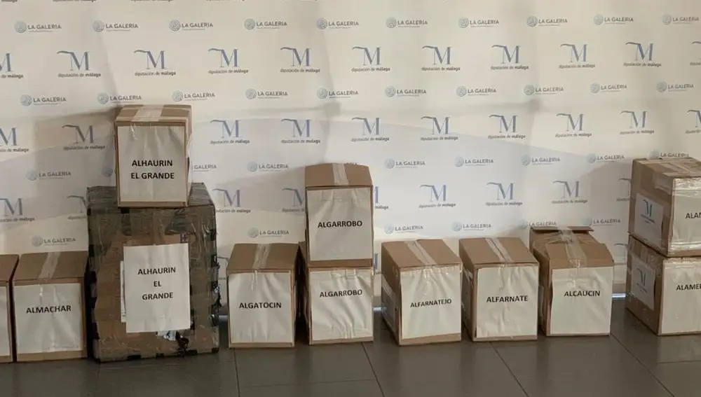 Mascarillas listas para el envío a municipios de la provincia de Málaga