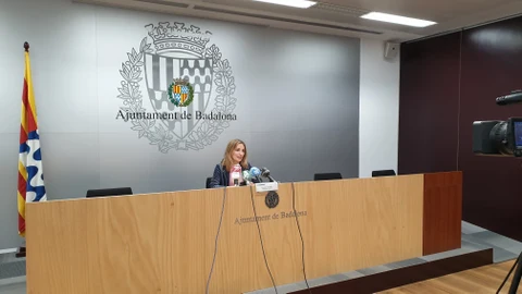 Rueda de prensa de la alcaldesa accidental de Badalona, Aïda Llauradó.EUROPA PRESS22/04/2020