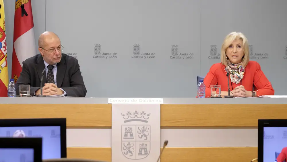 El vicepresidente de la Junta, Francisco Igea, y la consejera de Sanidad, Varónica Casado, durante la rueda de prensa posterior al Consejo de Gobierno