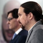 Pablo Iglesias, durante la rueda de Prensa