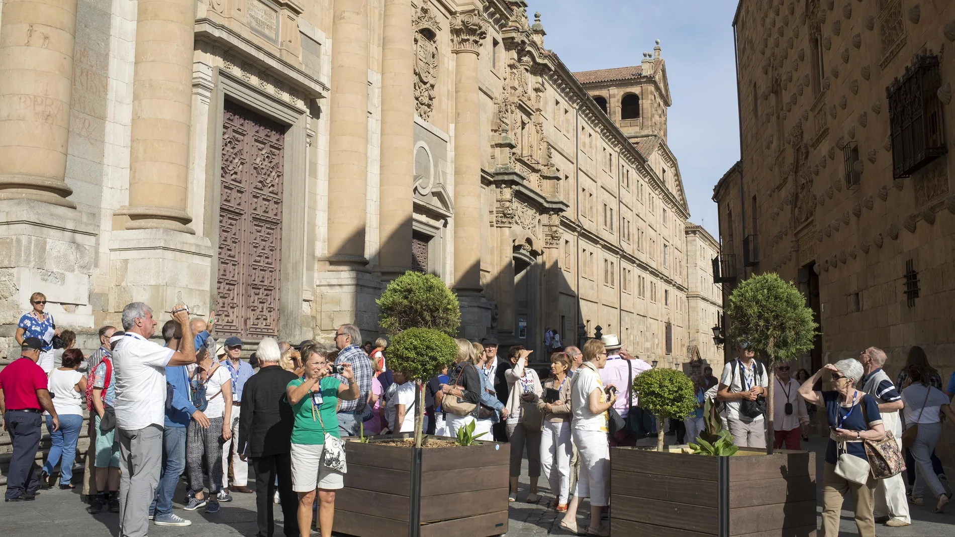 Un grupo de turistas visita Salamanca