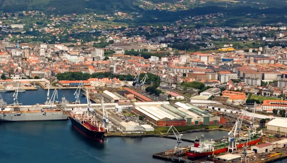 Vista aérea del astillero de Ferrol