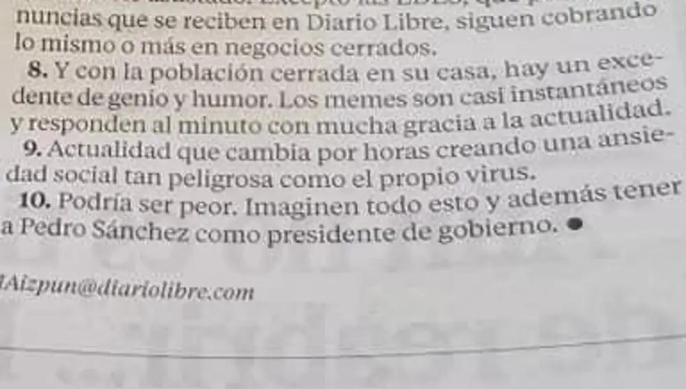 Ejemplar del periódico dominicano &quot;Diario Libre&quot;