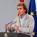 El director del Centro de Coordinación de Alertas y Emergencias Sanitarias, Fernando Simón, ayer durante la rueda de prensa diaria