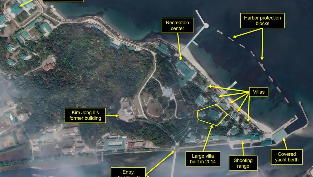 Imagen por satélite del complejo de Wonsan, donde podría estar desde hace días el dictador norcoreano