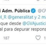Captura del tweet de la Conselleria de JusticiaEUROPA PRESS01/05/2020