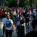 Vista de Madrid Río el primer día de desconfinamiento para hacer deporte