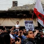 Los libaneses protestaron ayer frente a la casa de Fawwaz al-Samman un manifestante que murió por disparos del Ejército