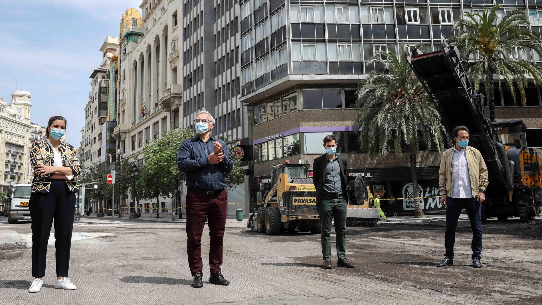 Obras peatonalización plaza del ayuntamiento de Valencia