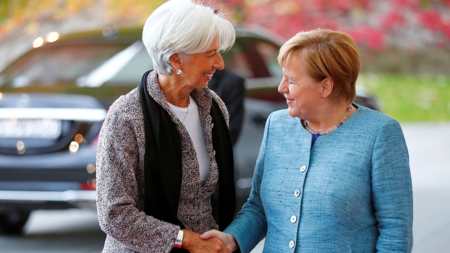 FILE PHOTO: German Chancellor Merkel welcomes International Monetary Fund Managing Director Lagarde ahead of the 'G20 Compact with Africa' summit at the Chancellery in Berlin