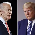 El ex vicepresidente Joe Biden y el presidente Donald Trump en dos fotos de archivo