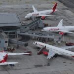 FILE PHOTO: An aerial view shows Colombian airline Avianca's planes parked at El Dorado International Airport amid the coronavirus disease (COVID-19) outbreak in Bogota, Colombia April 7, 2020. REUTERS/Luisa Gonzalez/File Photo
