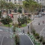Vista general de la plaza del ayuntamiento de Valencia