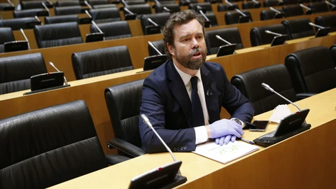 El portavoz de Vox en el Congreso, Iván Espinosa de los Monteros ayer en el Congreso/ Pool